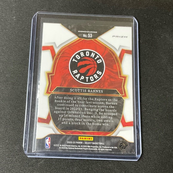 Scottie Barnes Tri-Colour Prizm Rare Select Basketball 2022-23 Concourse - Picture 2 of 2